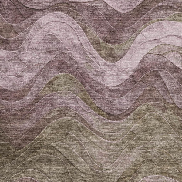 HomeRoots 8' X 10' Stylish Taupe Beige and Green Abstract Washable Area Rug with UV Protection for Homes 697618