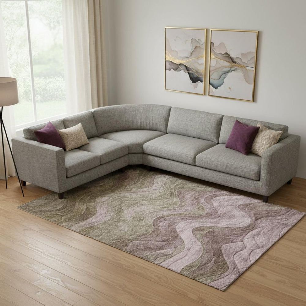 HomeRoots 9' X 12' Taupe Beige and Green Abstract Area Rug – Durable, Washable, UV Protected for High-Traffic Spaces 697619