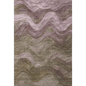 HomeRoots 9' X 12' Taupe Beige and Green Abstract Area Rug – Durable, Washable, UV Protected for High-Traffic Spaces 697619
