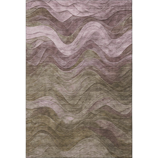 HomeRoots 9' X 12' Taupe Beige and Green Abstract Area Rug – Durable, Washable, UV Protected for High-Traffic Spaces 697619