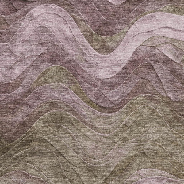 HomeRoots 10' X 14' Abstract Washable Area Rug in Taupe, Beige & Green with UV Protection for Modern Homes 697620