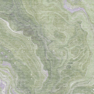 HomeRoots 8' X 10' Artichoke Green Abstract Washable Area Rug with UV Protection, Stain Resistant & Stylish Design 697624