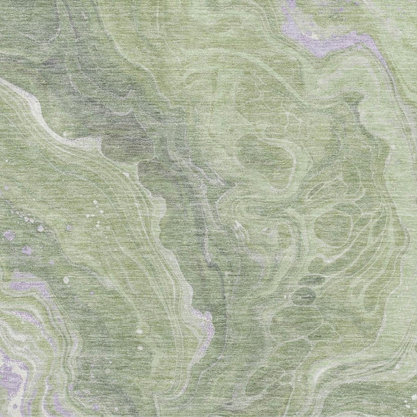 HomeRoots 8' X 10' Artichoke Green Abstract Washable Area Rug with UV Protection, Stain Resistant & Stylish Design 697624