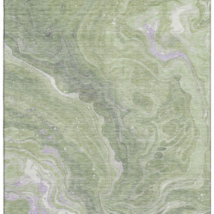 HomeRoots 8' X 10' Artichoke Green Abstract Washable Area Rug with UV Protection, Stain Resistant & Stylish Design 697624