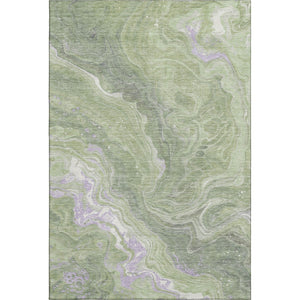 HomeRoots 9' X 12' Artichoke Green Abstract Area Rug with UV Protection - Modern, Washable & Stain Resistant! 697625