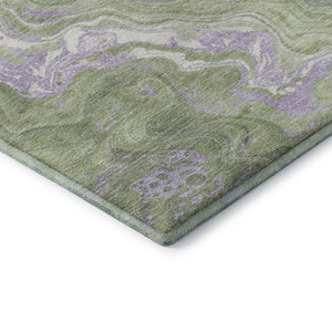 HomeRoots 9' X 12' Artichoke Green Abstract Area Rug with UV Protection - Modern, Washable & Stain Resistant! 697625