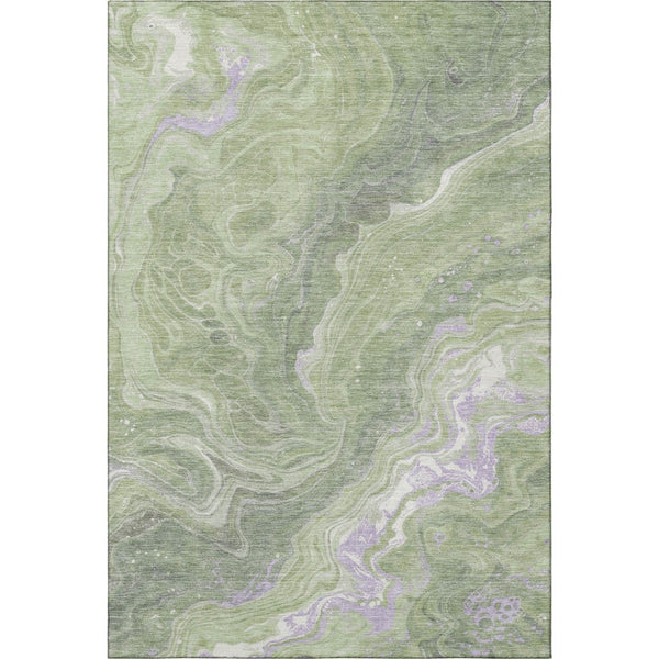 HomeRoots 9' X 12' Artichoke Green Abstract Area Rug with UV Protection - Modern, Washable & Stain Resistant! 697625