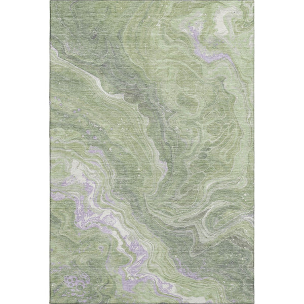 HomeRoots 10' Abstract Washable Area Rug in Artichoke Green, Lavender & Ivory - UV Protected, Durable Design 697626