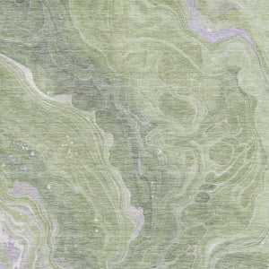 HomeRoots 10' Abstract Washable Area Rug in Artichoke Green, Lavender & Ivory - UV Protected, Durable Design 697626