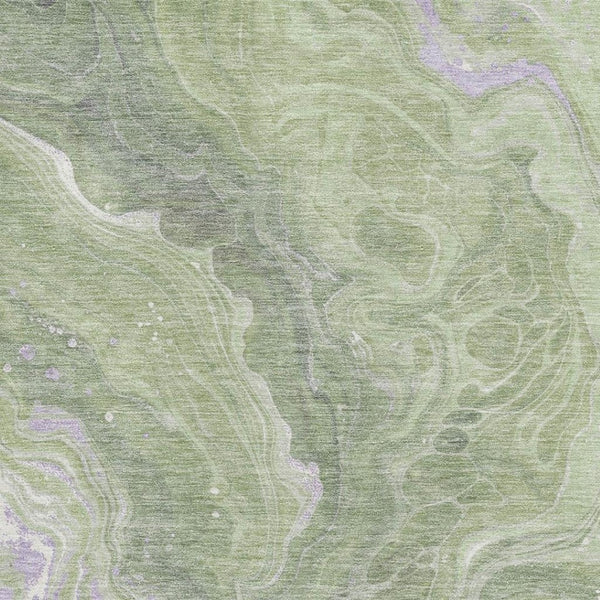 HomeRoots 10' Abstract Washable Area Rug in Artichoke Green, Lavender & Ivory - UV Protected, Durable Design 697626