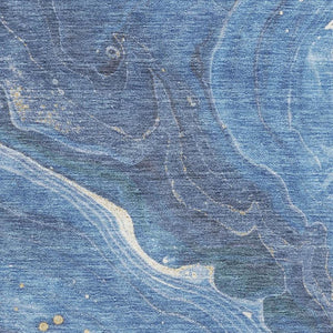 HomeRoots 5' X 8' Blue, Gold, Ivory Abstract Area Rug – Durable, Washable, UV-Protected for High-Traffic Spaces 697628
