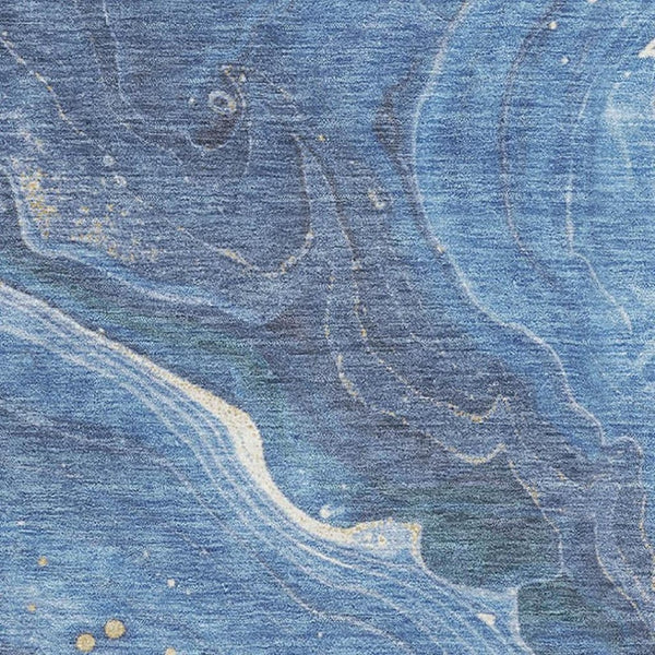 HomeRoots 5' X 8' Blue, Gold, Ivory Abstract Area Rug – Durable, Washable, UV-Protected for High-Traffic Spaces 697628