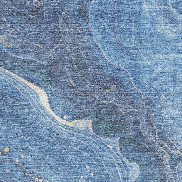 HomeRoots 9' X 12' Blue Gold Ivory Abstract Washable Area Rug - UV Resistant, Pet-Friendly & Low Maintenance 697631