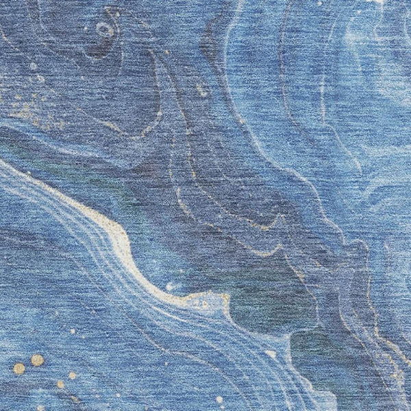 HomeRoots 10' X 14' Blue Gold Ivory Abstract Area Rug - Stylish, Washable, UV-Protected for Homes with Kids & Pets 697632
