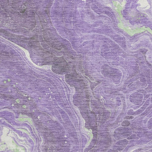 HomeRoots 5' X 8' Stylish Purple Mint Green & Ivory Abstract Washable Area Rug with Non-Slip & UV Protection 697634