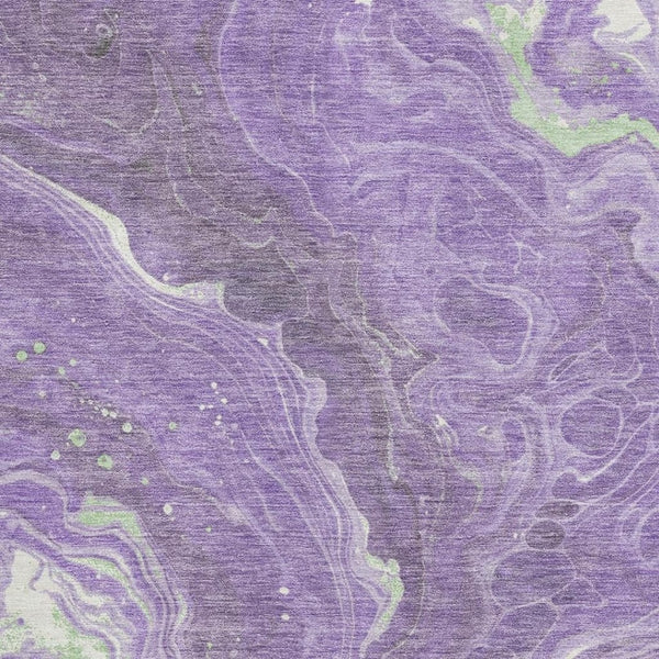 HomeRoots 5' X 8' Stylish Purple Mint Green & Ivory Abstract Washable Area Rug with Non-Slip & UV Protection 697634