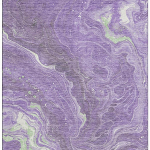 HomeRoots 5' X 8' Stylish Purple Mint Green & Ivory Abstract Washable Area Rug with Non-Slip & UV Protection 697634