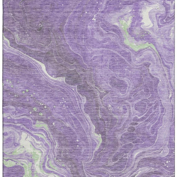 HomeRoots 5' X 8' Stylish Purple Mint Green & Ivory Abstract Washable Area Rug with Non-Slip & UV Protection 697634