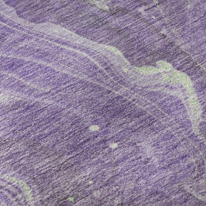 HomeRoots 8' Abstract Round Rug in Purple, Mint Green & Ivory - Washable, UV-Protected, Modern Design for Any Space 697635