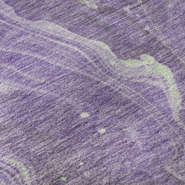 HomeRoots 8' Abstract Round Rug in Purple, Mint Green & Ivory - Washable, UV-Protected, Modern Design for Any Space 697635