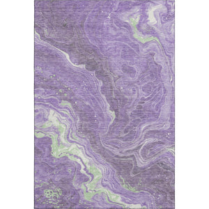 HomeRoots 9' X 12' Abstract Washable Area Rug in Purple Mint Green & Ivory - Durable, UV Protected, Modern Design 697637