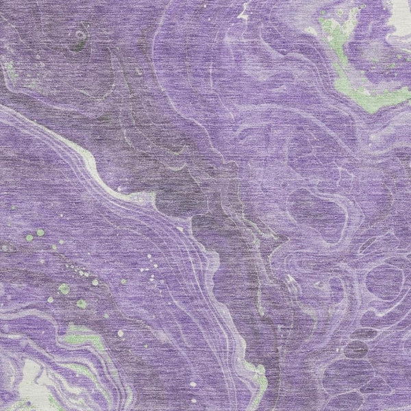 HomeRoots 9' X 12' Abstract Washable Area Rug in Purple Mint Green & Ivory - Durable, UV Protected, Modern Design 697637