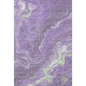 HomeRoots 9' X 12' Abstract Washable Area Rug in Purple Mint Green & Ivory - Durable, UV Protected, Modern Design 697637