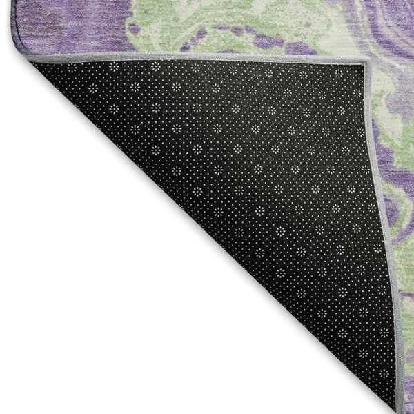 HomeRoots 10' X 14' Washable Area Rug in Purple, Mint Green & Ivory - UV Protected, Modern Abstract Design! 697638