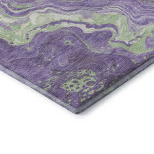 HomeRoots 10' X 14' Washable Area Rug in Purple, Mint Green & Ivory - UV Protected, Modern Abstract Design! 697638