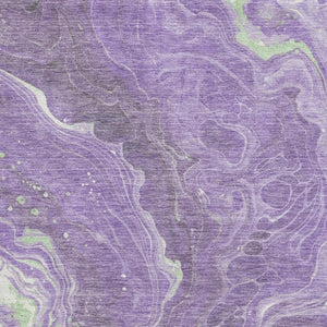 HomeRoots 10' X 14' Washable Area Rug in Purple, Mint Green & Ivory - UV Protected, Modern Abstract Design! 697638