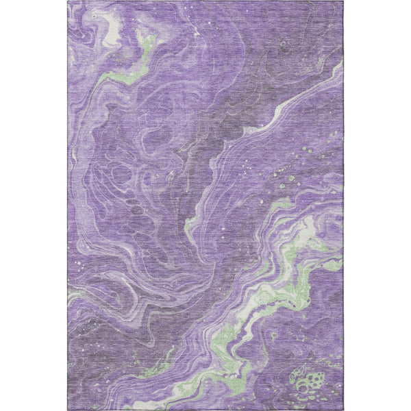 HomeRoots 10' X 14' Washable Area Rug in Purple, Mint Green & Ivory - UV Protected, Modern Abstract Design! 697638