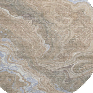 HomeRoots 8' Abstract Washable Round Rug in Taupe Beige & Gray – UV Protected, Stain Resistant, Durable Design 697647