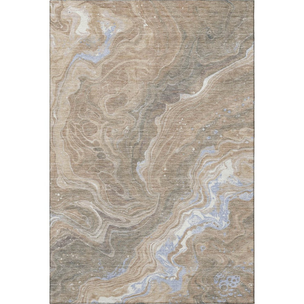 HomeRoots 9' X 12' Modern Abstract Taupe, Beige & Gray Area Rug - Washable, UV Protected & Stain Resistant! 697649