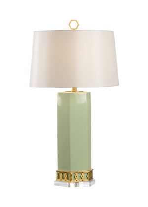 Chelsea House Miriam Honeycomb Table Lamp In Pistachio With Antique Gold Accents — Sculptural Ambient Lighting, 33" 69765