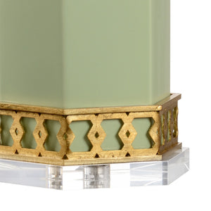 Chelsea House Miriam Honeycomb Table Lamp In Pistachio With Antique Gold Accents — Sculptural Ambient Lighting, 33" 69765