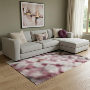 HomeRoots 8' X 10' Blush Mauve & Gray Abstract Area Rug – Stylish, Washable, UV Protected, Stain Resistant Decor 697654