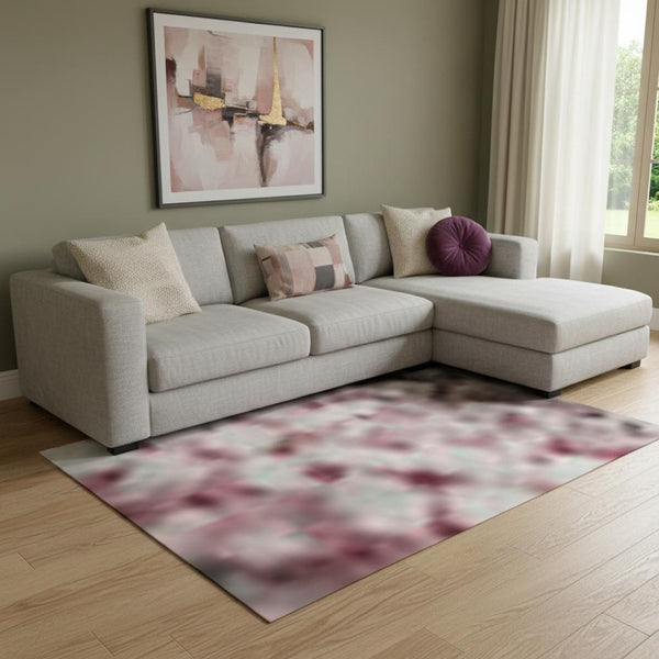 HomeRoots 8' X 10' Blush Mauve & Gray Abstract Area Rug – Stylish, Washable, UV Protected, Stain Resistant Decor 697654