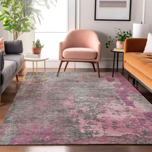 HomeRoots 8' X 10' Blush Mauve & Gray Abstract Area Rug – Stylish, Washable, UV Protected, Stain Resistant Decor 697654