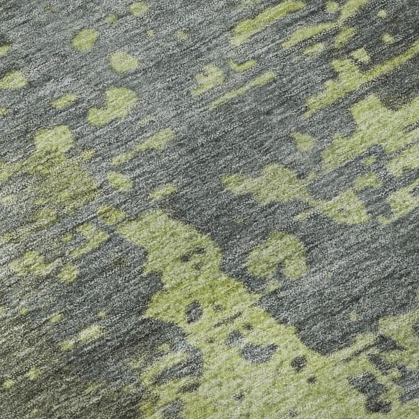 HomeRoots 5' X 8' Artichoke Green & Gray Abstract Washable Area Rug - Durable, UV Protected & Stain Resistant 697658