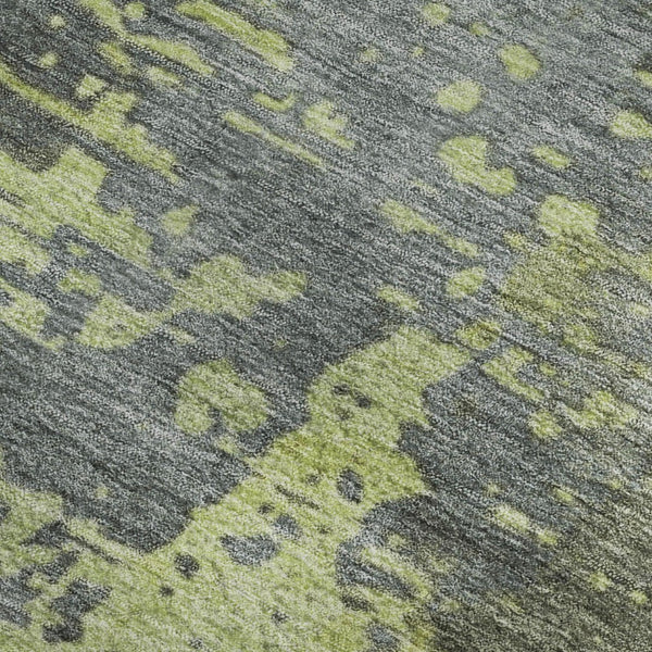HomeRoots 5' X 8' Artichoke Green & Gray Abstract Washable Area Rug - Durable, UV Protected & Stain Resistant 697658