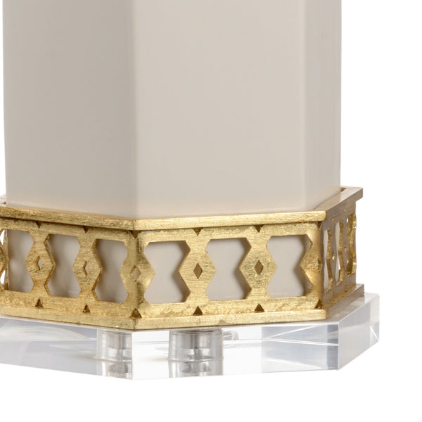 Chelsea House Miriam Honeycomb Table Lamp By Shayla Copas — White Glazed Ceramic With Antique Gold Leaf Accents, 33" 69766