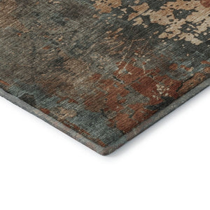 HomeRoots 8' Pale Aqua Round Rug with Abstract Design, UV Protection, Washable & Durable for High-Traffic Areas 697665