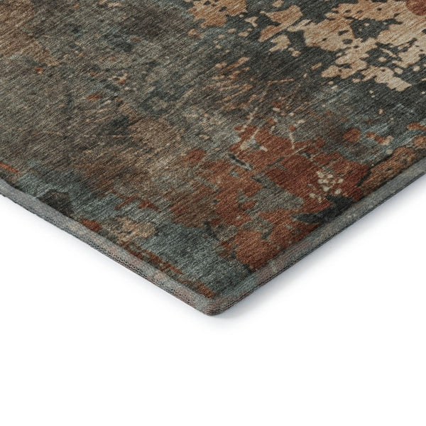 HomeRoots 8' Pale Aqua Round Rug with Abstract Design, UV Protection, Washable & Durable for High-Traffic Areas 697665
