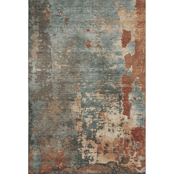 HomeRoots 10' X 14' Pale Aqua Copper Beige Abstract Area Rug – UV Protected, Stain Resistant, Durable Design 697668