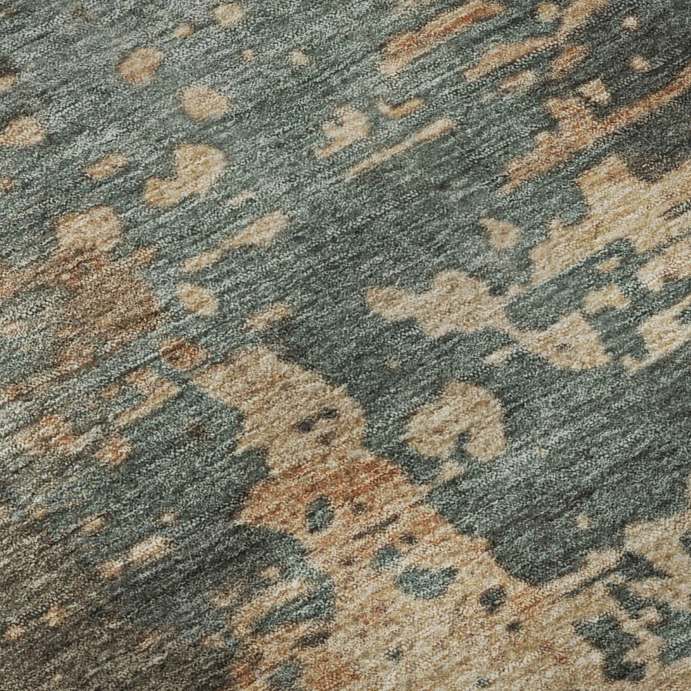 HomeRoots 10' X 14' Pale Aqua Copper Beige Abstract Area Rug – UV Protected, Stain Resistant, Durable Design 697668