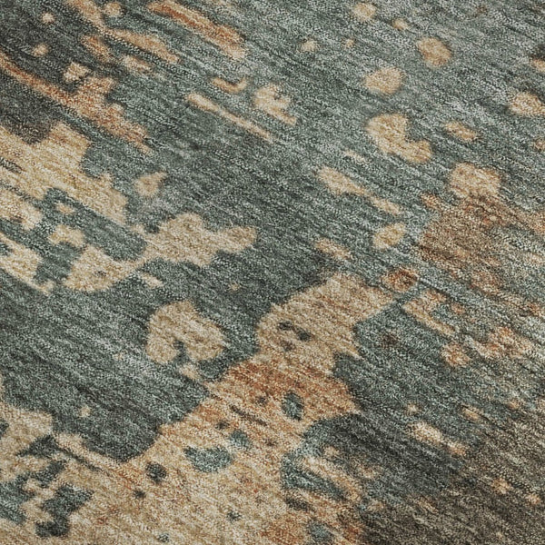HomeRoots 10' X 14' Pale Aqua Copper Beige Abstract Area Rug – UV Protected, Stain Resistant, Durable Design 697668