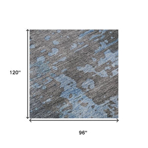HomeRoots 8' X 10' Teal, Taupe & Blue Abstract Washable Area Rug with UV Protection for High-Traffic Spaces 697672