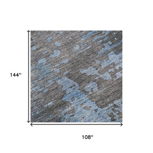 HomeRoots 9' X 12' Contemporary Teal, Taupe & Blue Abstract Area Rug – Washable, UV-Protected & Durable Decor 697673