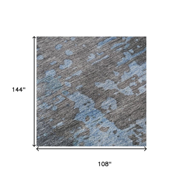 HomeRoots 9' X 12' Contemporary Teal, Taupe & Blue Abstract Area Rug – Washable, UV-Protected & Durable Decor 697673