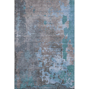 HomeRoots 10' X 14' Teal Taupe & Blue Abstract Area Rug - Washable, UV Protected, Family-Friendly Design! 697674